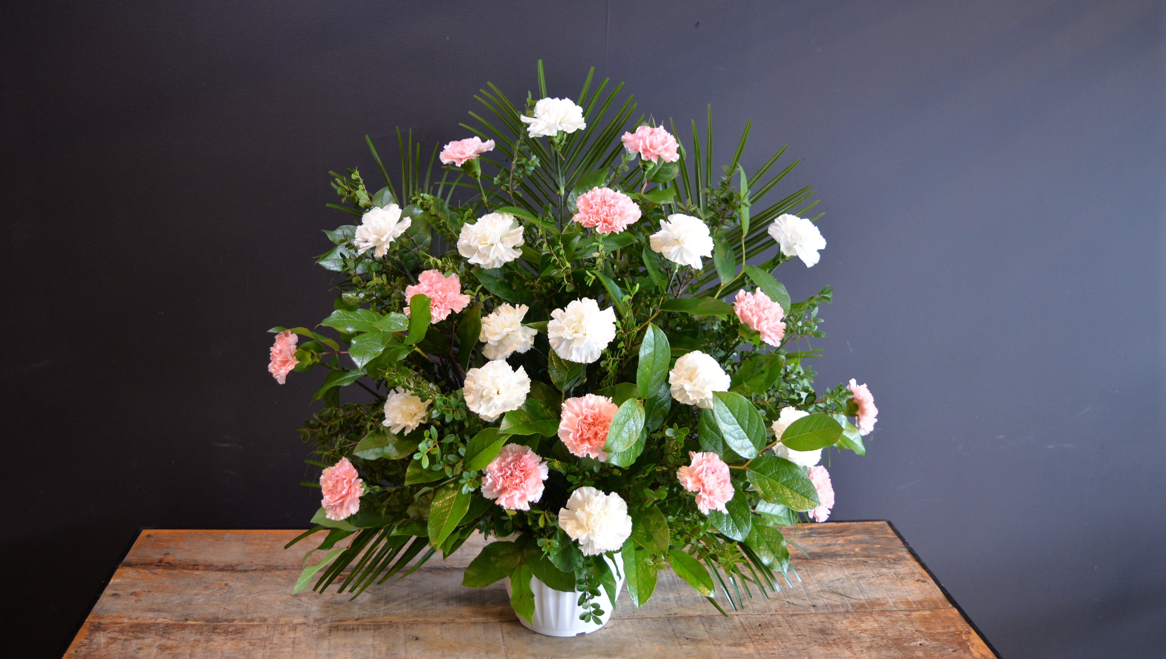 Boutique Funeral Carnation Pink And White 